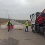 Anuncio de corte de tráfico en Ctra. Dolores frente Gregal por las obras de ampliación del puente.